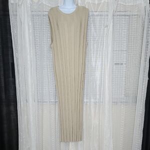 Free People Beige Sleeveless Ribbed Knit Maxi Dress SzM